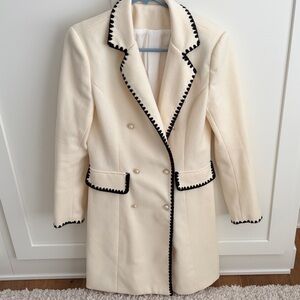 Elegant Cream Double-Breasted Coat - Sz S